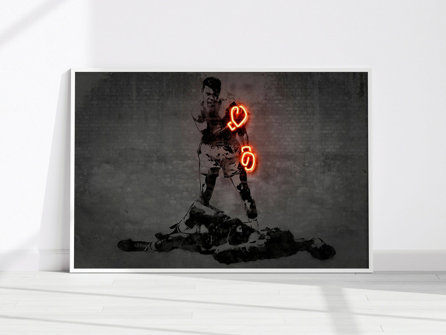 Poster Muhammad Ali Neon Boxhandschuhe · Gym · Wohnzimmer Bilder · Trainingszimmer Bilder · Deko Print · ohne Rahmen
