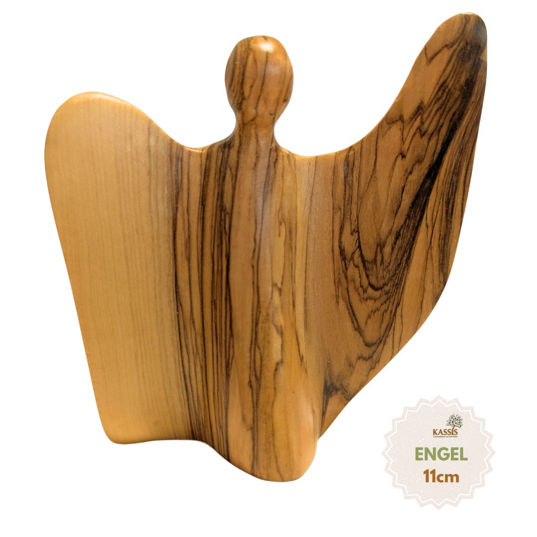 Winged angel figurine made of olive wood - manufactured in Bethlehem