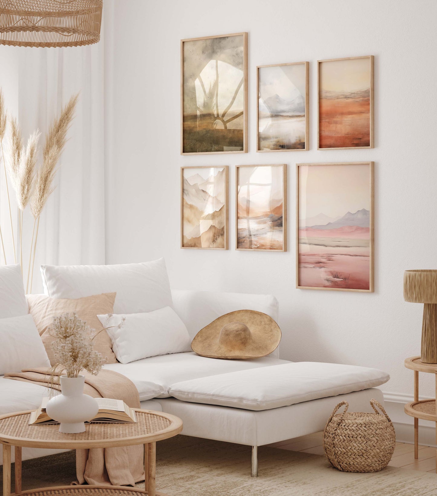 Aquarell Berglandschaft Poster · Geschenkidee · Warme Naturfarben und Moderne Landschaftskunst für Wohnzimmer · Dekoprint ohne Rahmen