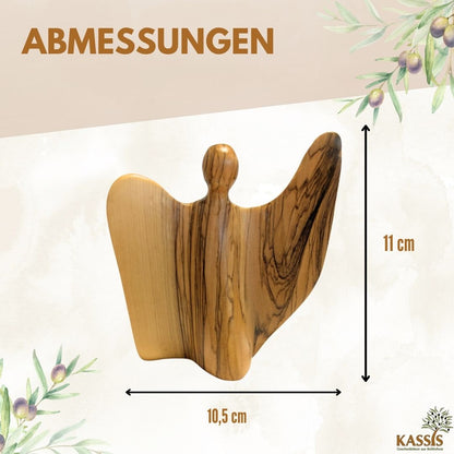 Winged angel figurine made of olive wood - manufactured in Bethlehem