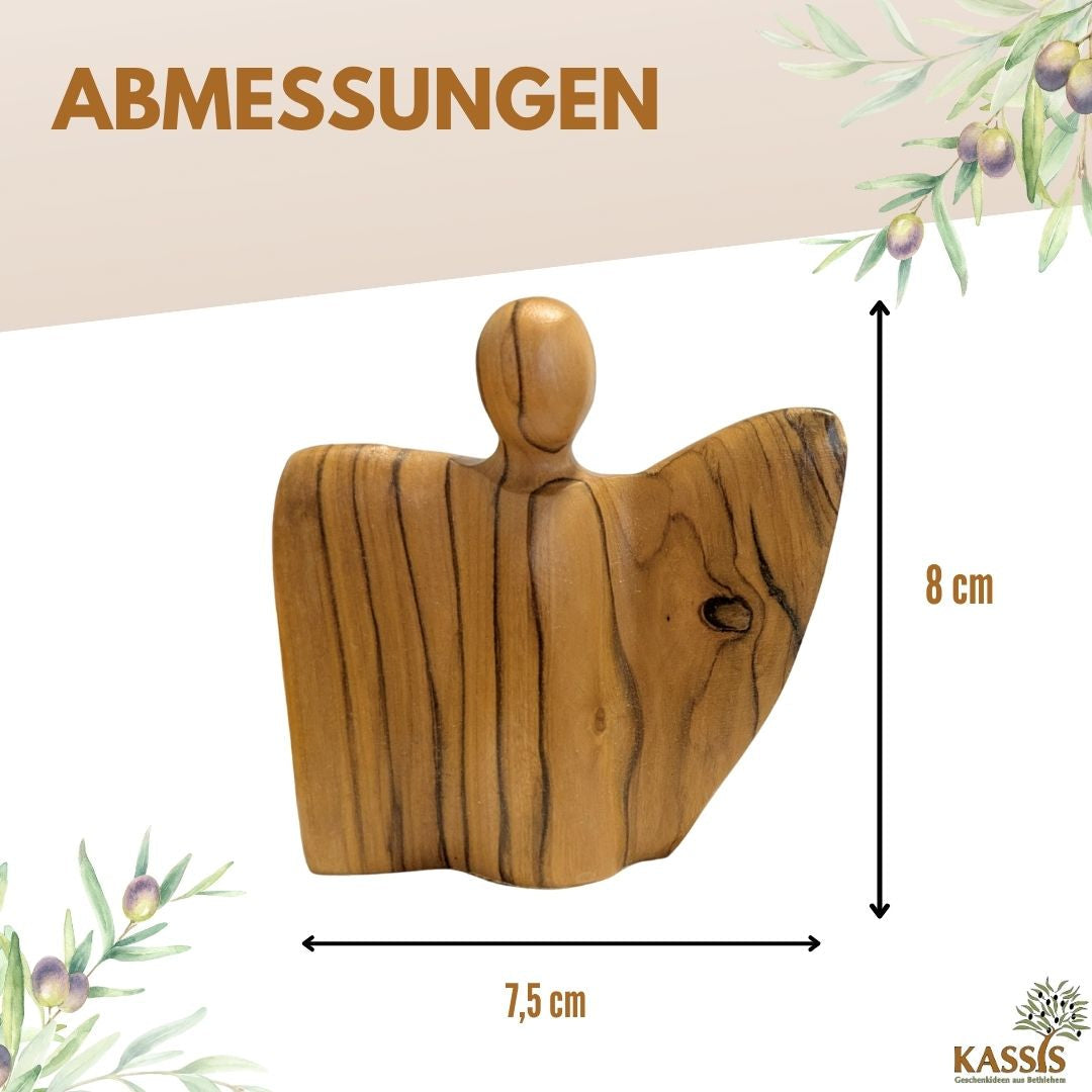 Winged angel figurine made of olive wood - manufactured in Bethlehem