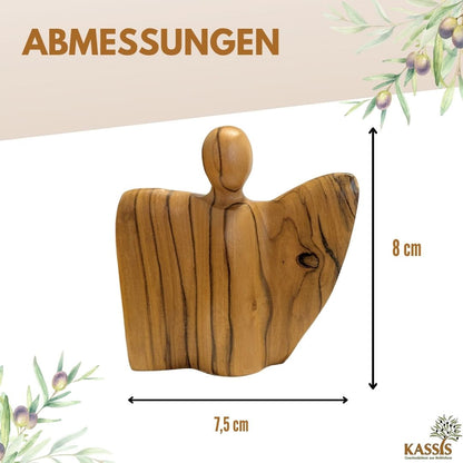 Winged angel figurine made of olive wood - manufactured in Bethlehem