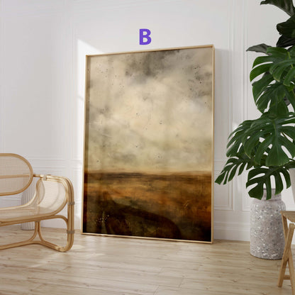 Aquarell Berglandschaft Poster · Geschenkidee · Warme Naturfarben und Moderne Landschaftskunst für Wohnzimmer · Dekoprint ohne Rahmen