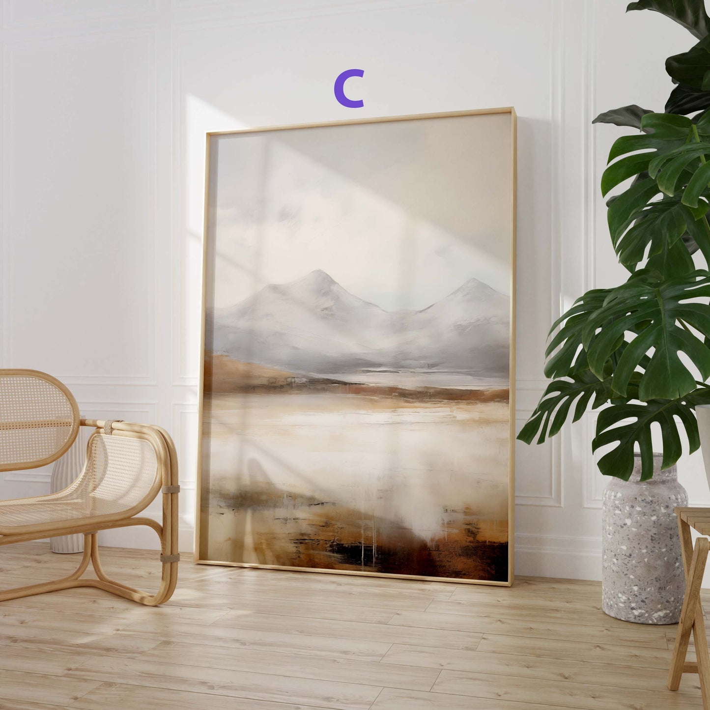 Aquarell Berglandschaft Poster · Geschenkidee · Warme Naturfarben und Moderne Landschaftskunst für Wohnzimmer · Dekoprint ohne Rahmen