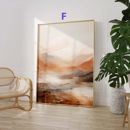 Aquarell Berglandschaft Poster · Geschenkidee · Warme Naturfarben und Moderne Landschaftskunst für Wohnzimmer · Dekoprint ohne Rahmen