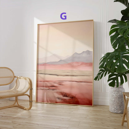 Aquarell Berglandschaft Poster · Geschenkidee · Warme Naturfarben und Moderne Landschaftskunst für Wohnzimmer · Dekoprint ohne Rahmen