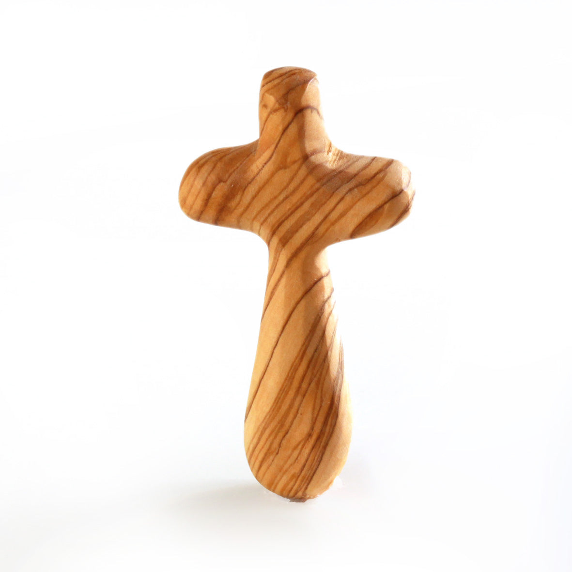 Olive wood cross palm stone