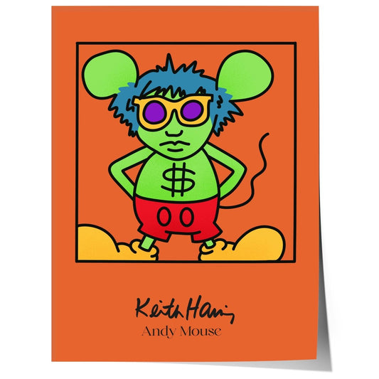Andy Mouse Stil Pop Art Figur Poster · Bunte Cartoon Illustration · Moderne Street Art Grafik · Print ohne Rahmen