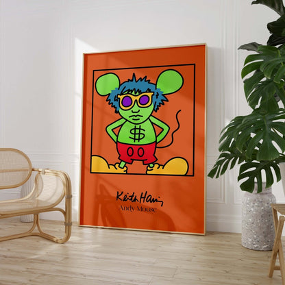 Andy Mouse Stil Pop Art Figur Poster · Bunte Cartoon Illustration · Moderne Street Art Grafik · Print ohne Rahmen