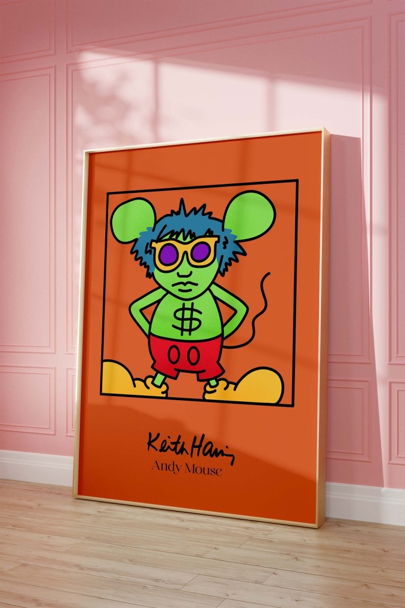 Andy Mouse Stil Pop Art Figur Poster · Bunte Cartoon Illustration · Moderne Street Art Grafik · Print ohne Rahmen