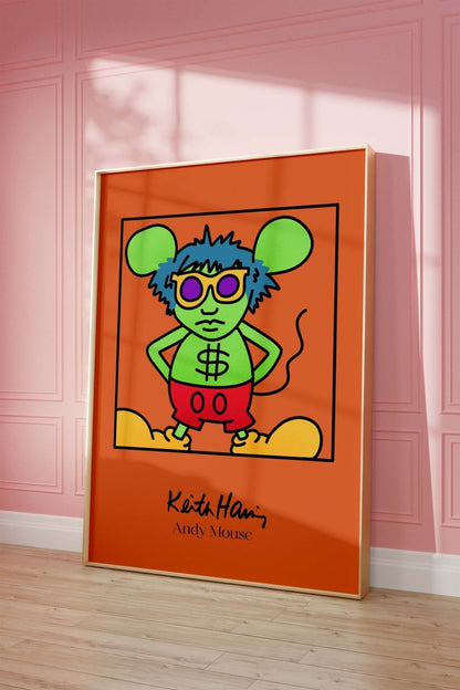 Andy Mouse Stil Pop Art Figur Poster · Bunte Cartoon Illustration · Moderne Street Art Grafik · Print ohne Rahmen