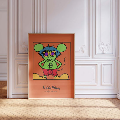 Andy Mouse Stil Pop Art Figur Poster · Bunte Cartoon Illustration · Moderne Street Art Grafik · Print ohne Rahmen