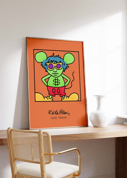 Andy Mouse Stil Pop Art Figur Poster · Bunte Cartoon Illustration · Moderne Street Art Grafik · Print ohne Rahmen