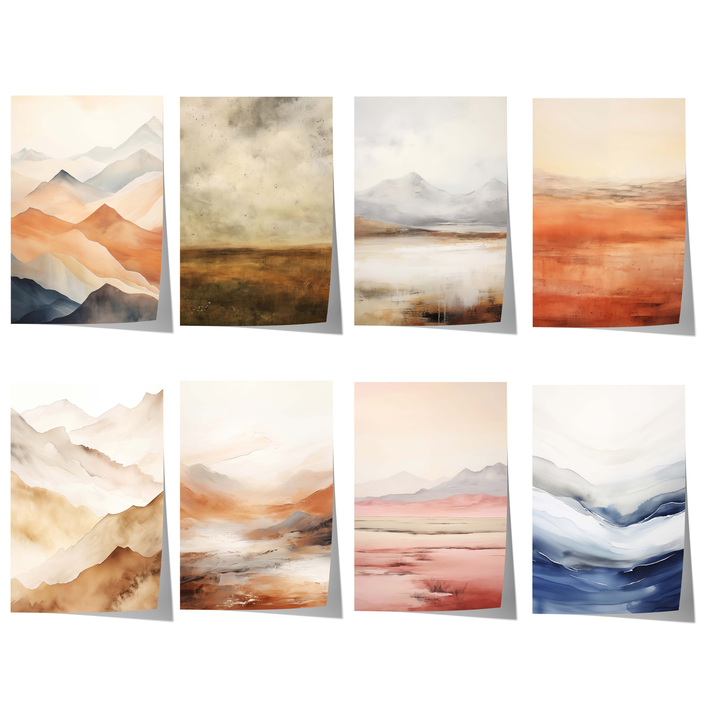 Aquarell Berglandschaft Poster · Geschenkidee · Warme Naturfarben und Moderne Landschaftskunst für Wohnzimmer · Dekoprint ohne Rahmen