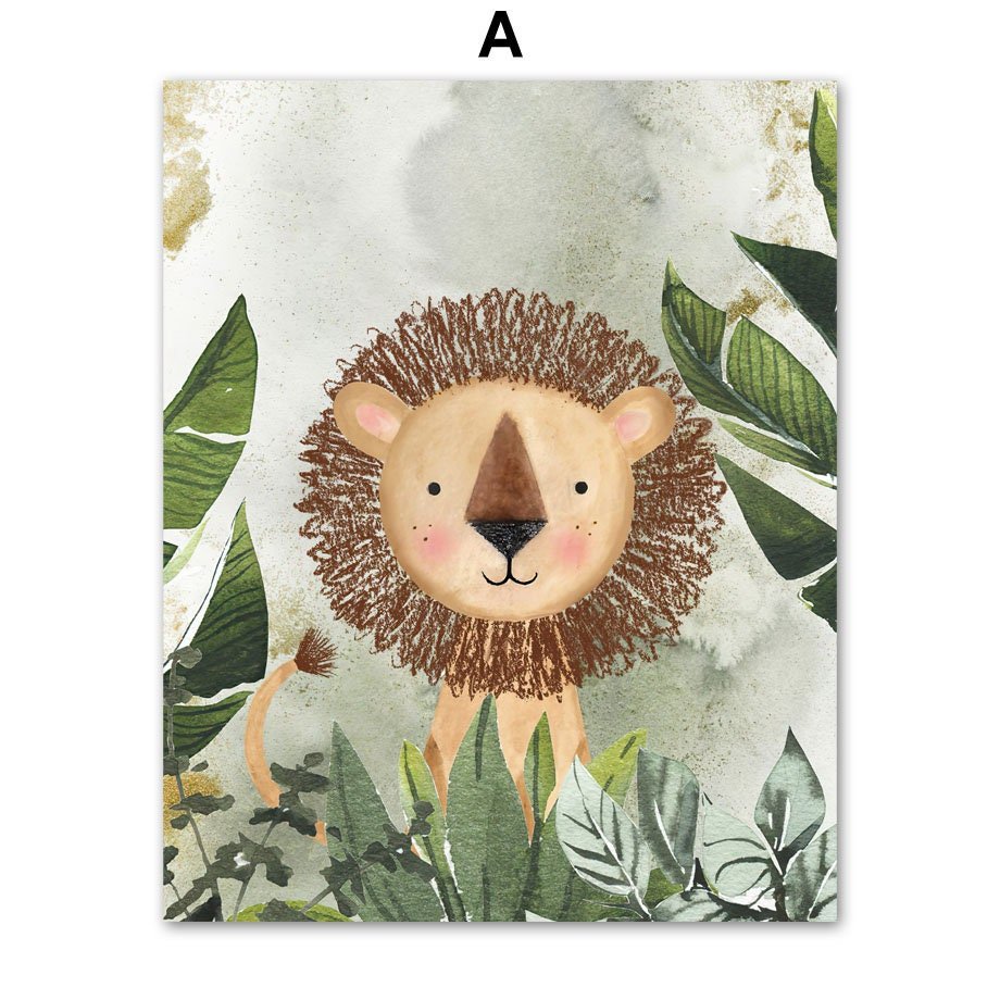 Poster Kinderzimmer Dschungel Tiere Abenteuer · Kinderzimmer Bilder · Wand Deko · Kunst Druck · Deko Print · ohne Rahmen