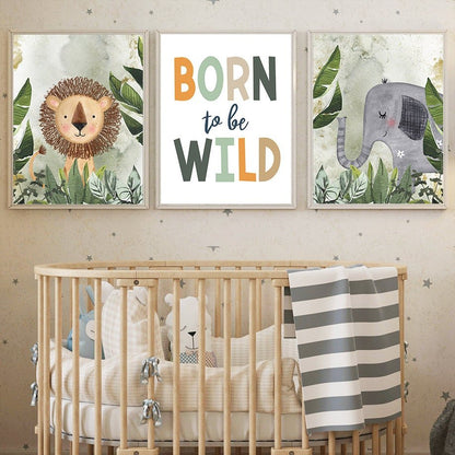 Poster Kinderzimmer Dschungel Tiere Abenteuer · Kinderzimmer Bilder · Wand Deko · Kunst Druck · Deko Print · ohne Rahmen