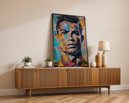 Street Art Fußball Legende Ronaldo · Pop Art Wandbild · Modernes Graffiti Poster ohne Rahmen